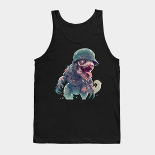 Spooky military zombie tyrannosaurus rex Tank Top